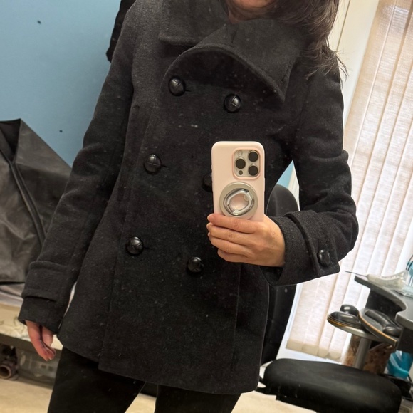 Aritzia T. Babaton Howell Wool Cashmere Double Breast High Collar Peacoat XXS - Picture 14 of 14